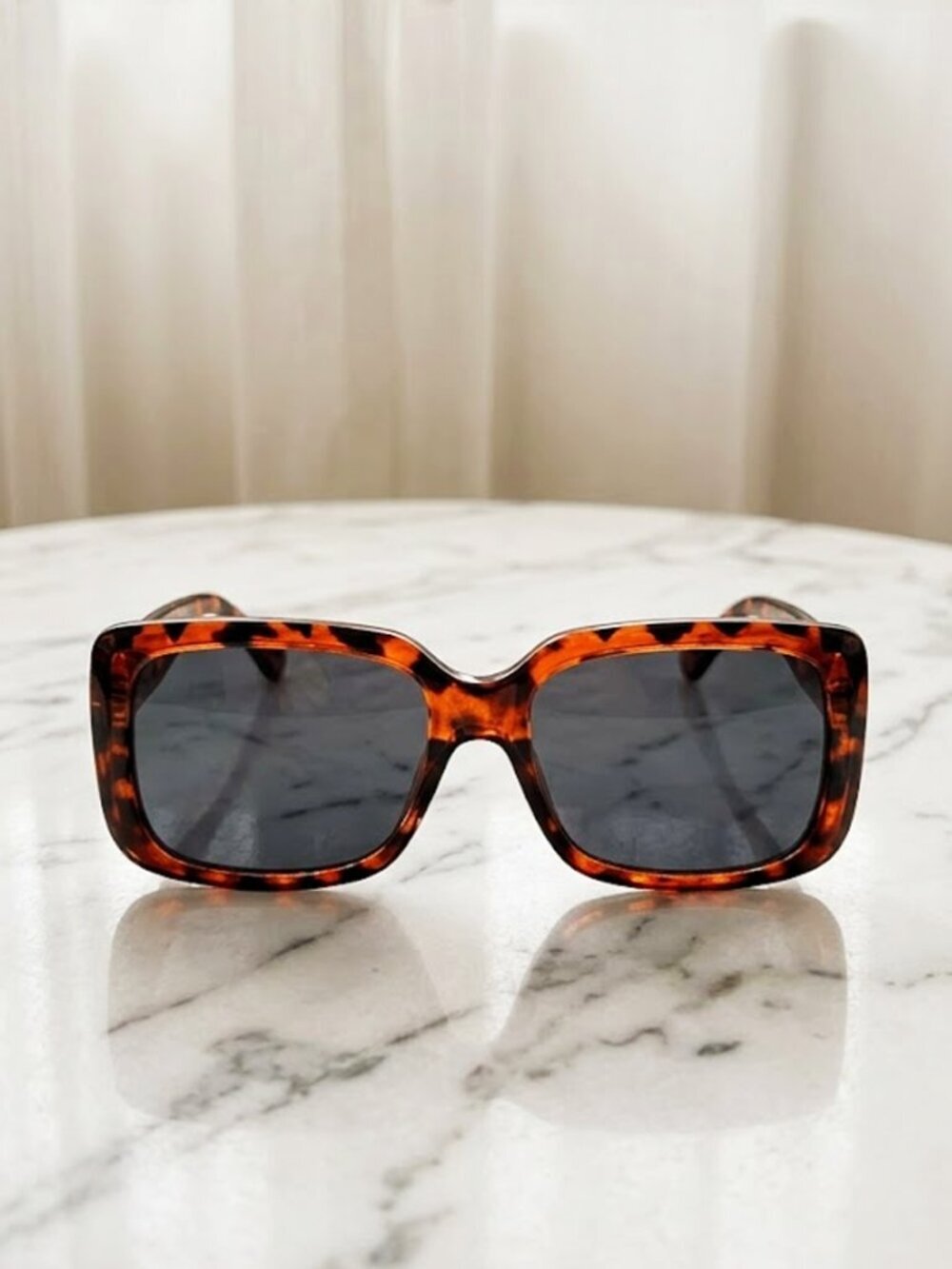 Leopard Print Ladies Square Plastic Sunglasses 